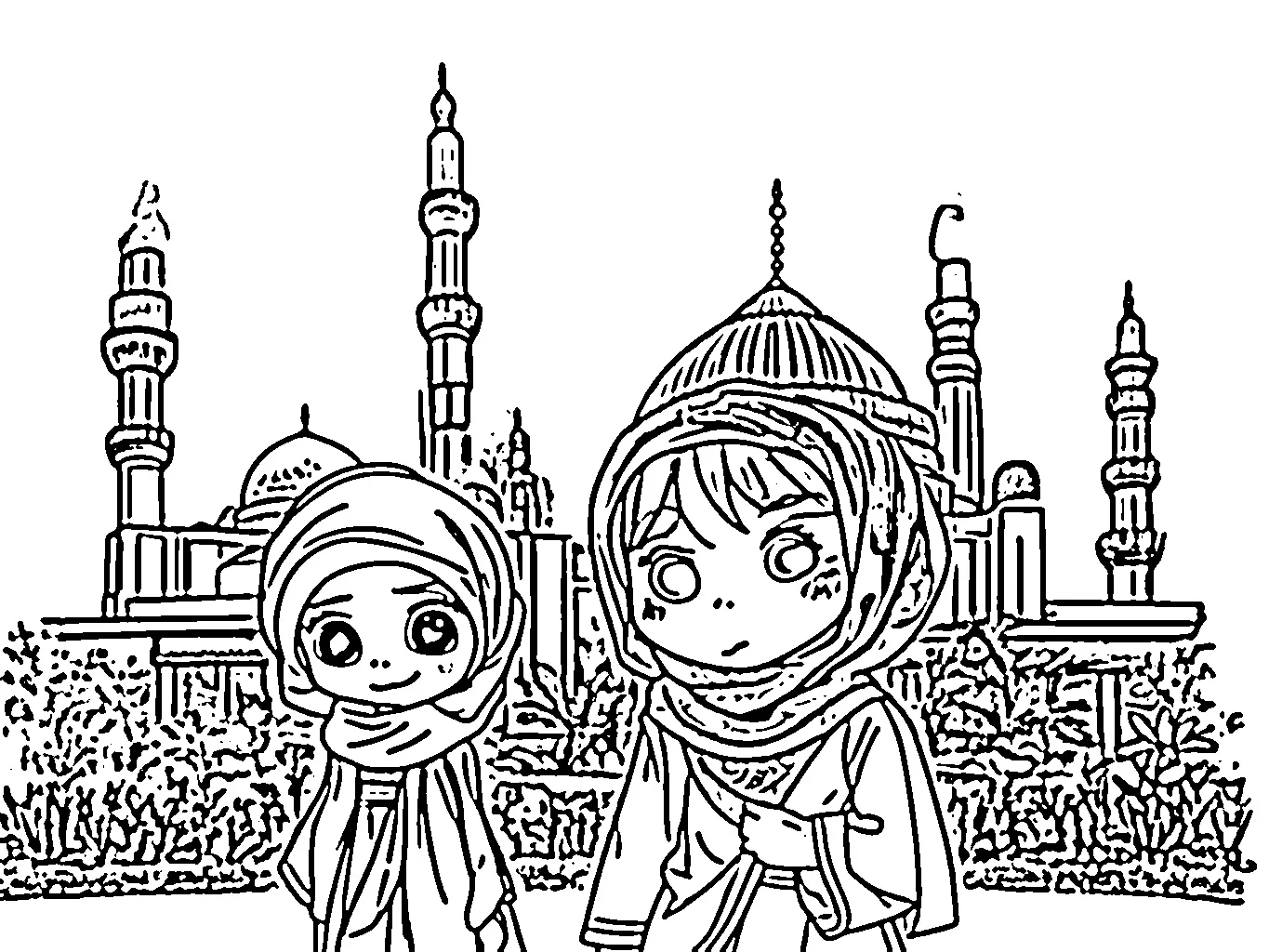 Gambar Gambar Mewarnai Anak Islami siap untuk diwarnai